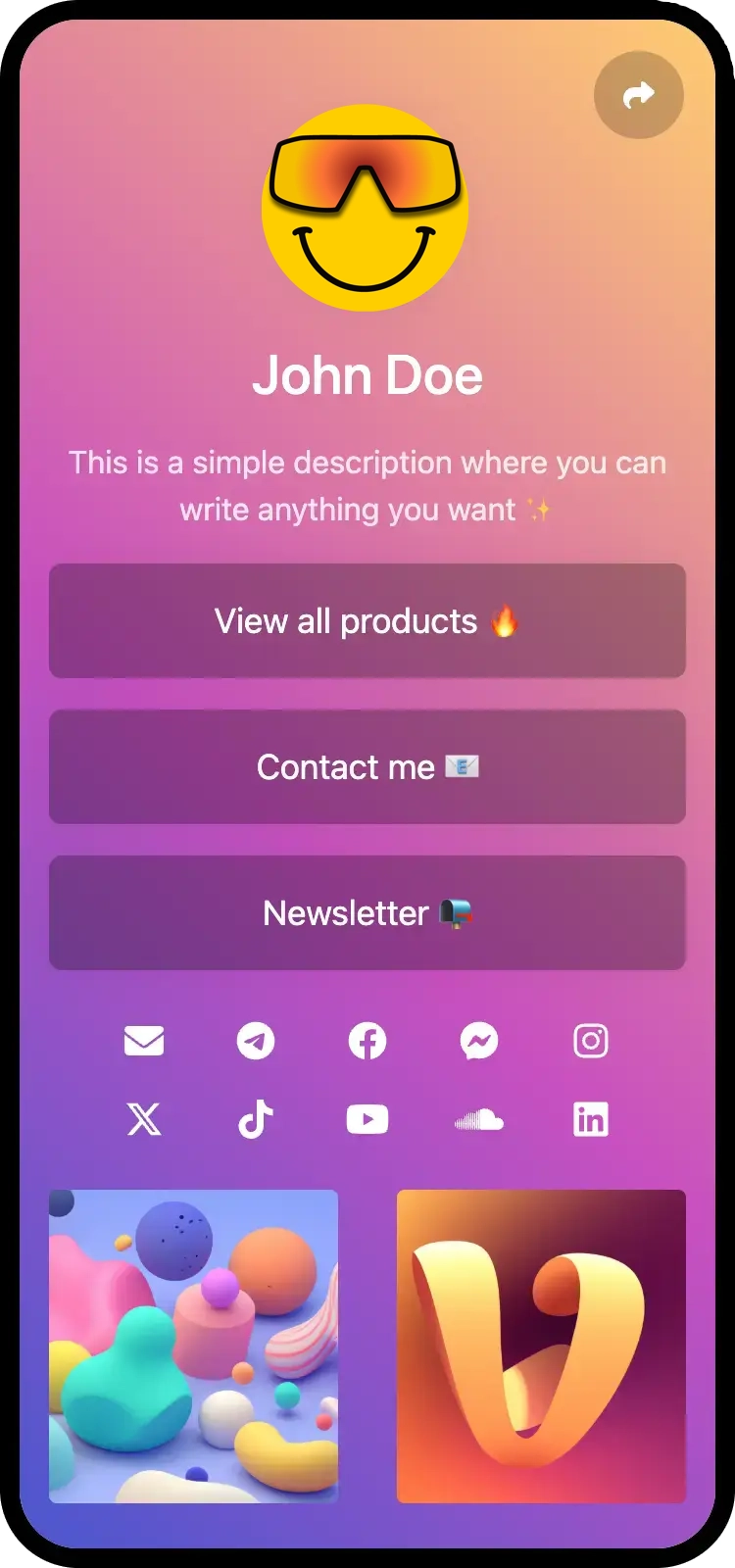Screenshot of biolink page examples